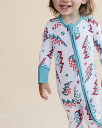 Bamboo Baby Zip Romper | Checkered Bolts