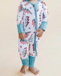 Bamboo Baby Zip Romper | Checkered Bolts