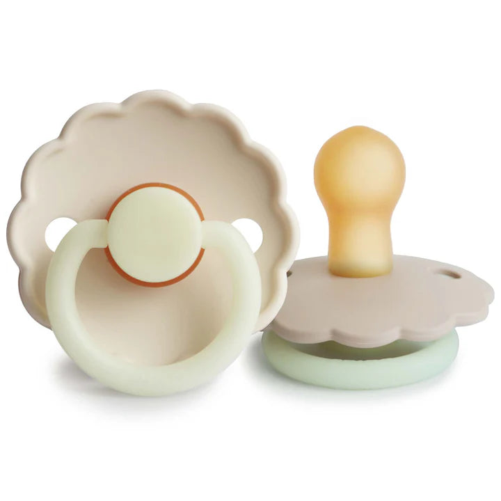 FRIGG Daisy Night Natural Rubber Pacifier 2-Pack Croissant/Cream Glow