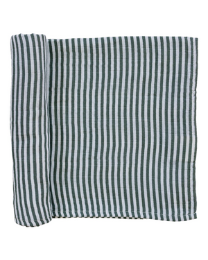 Green Stripes Muslin Swaddle Blanket