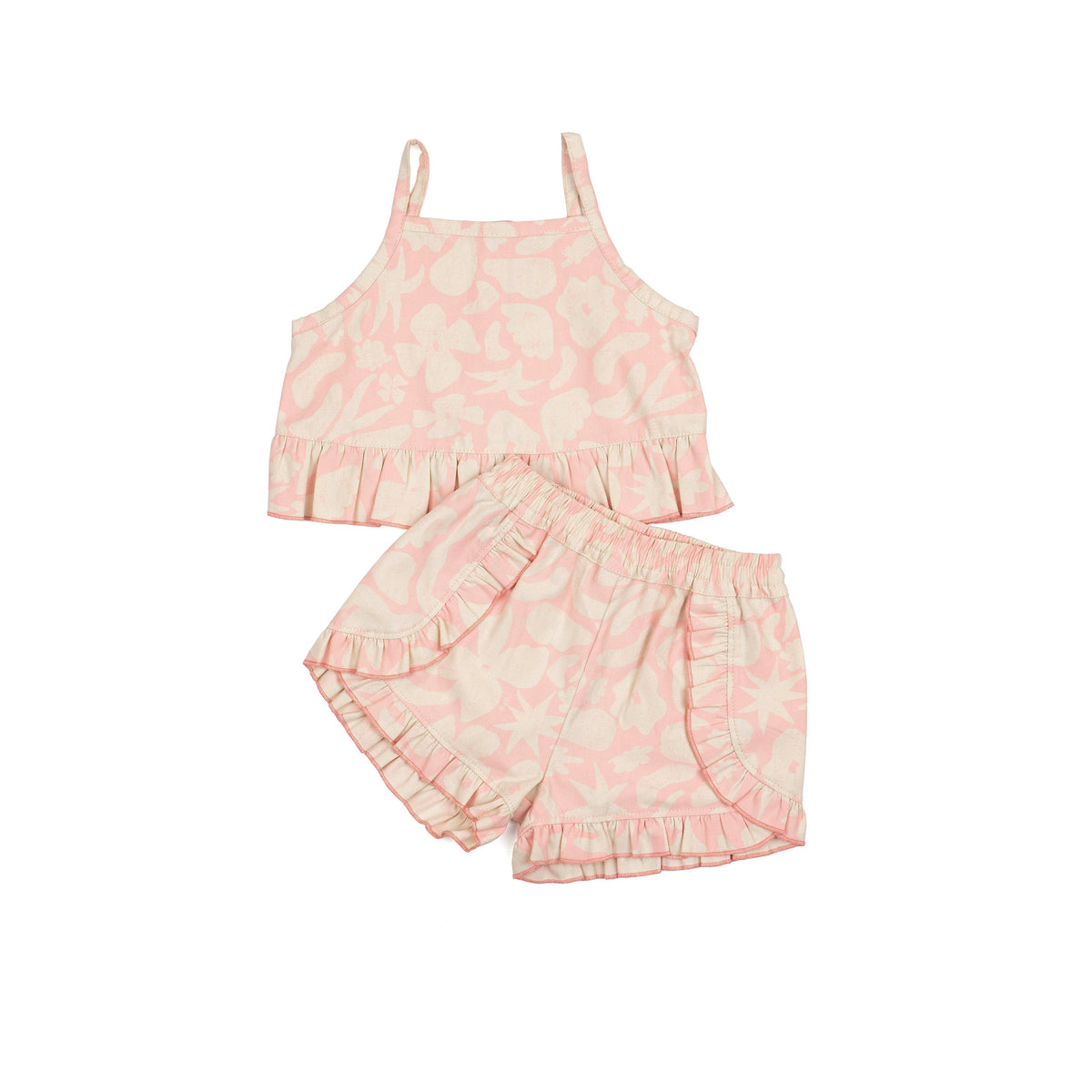Ruffle Short Set - Coral Kiss