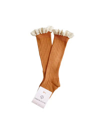 Lace Knee Socks - Chestnut