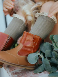 Lace Knee Socks - Chestnut