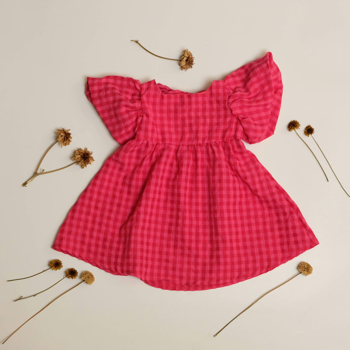 Gingham Pink Puffy Dress