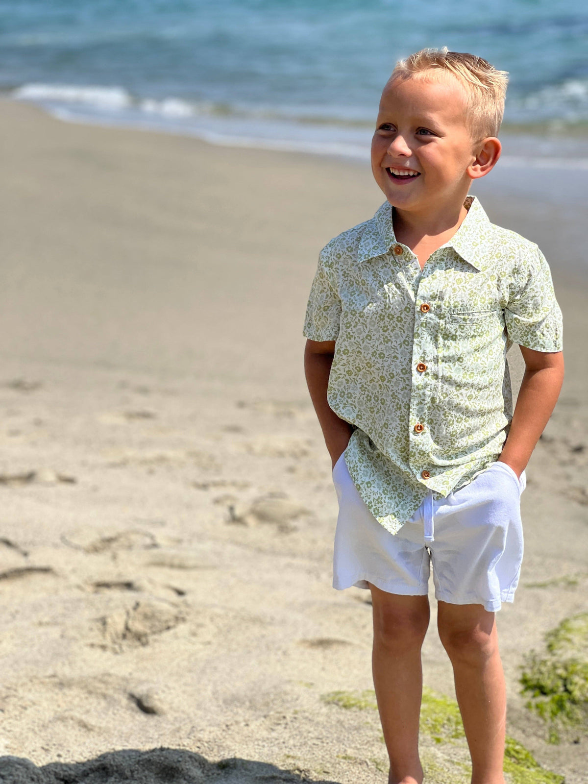 Newport Green Floral Woven Shirt