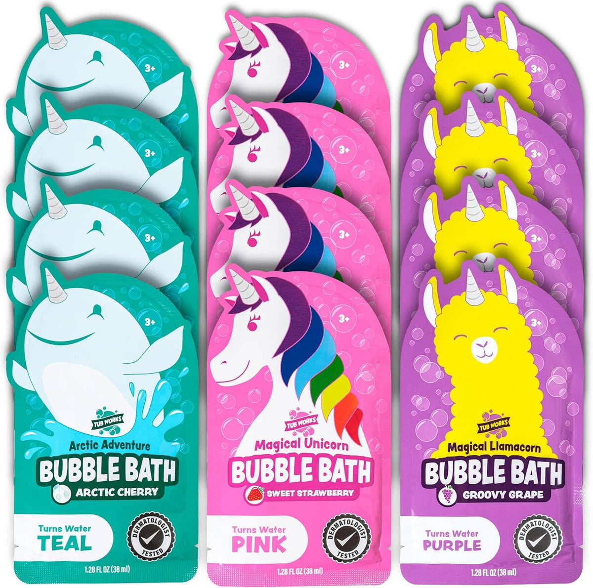 Tub Works® Magical Kids Bubble Bath, Variety | Pink, Purple & Teal Bath Colors