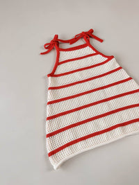 Crochet Knit Girls Tie Dress