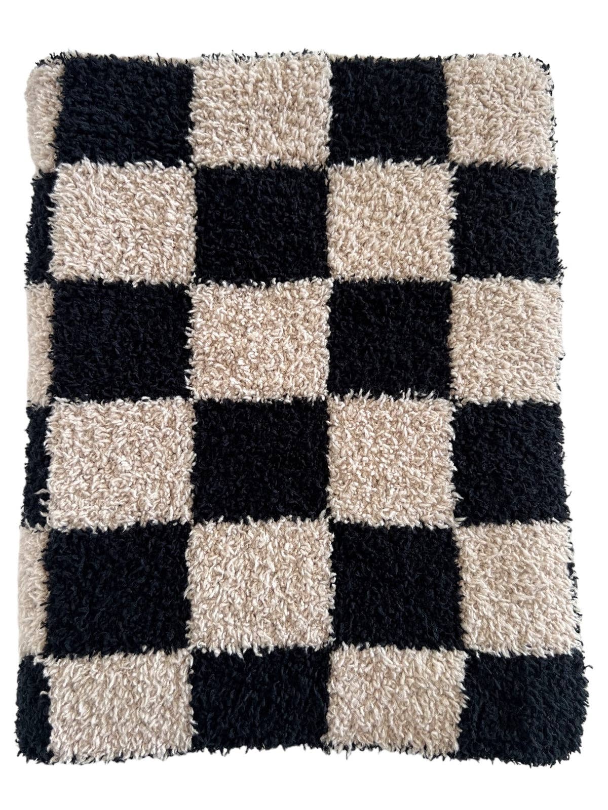 Phufy® Bliss Checkerboard Mini Blanket, Black/Cocoa