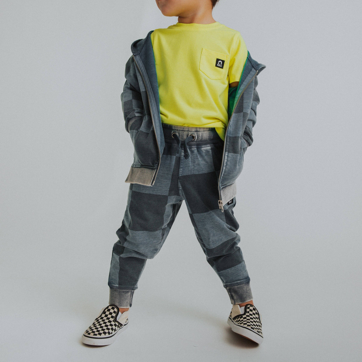 Relaxed Fit Blue Denim Check Joggers