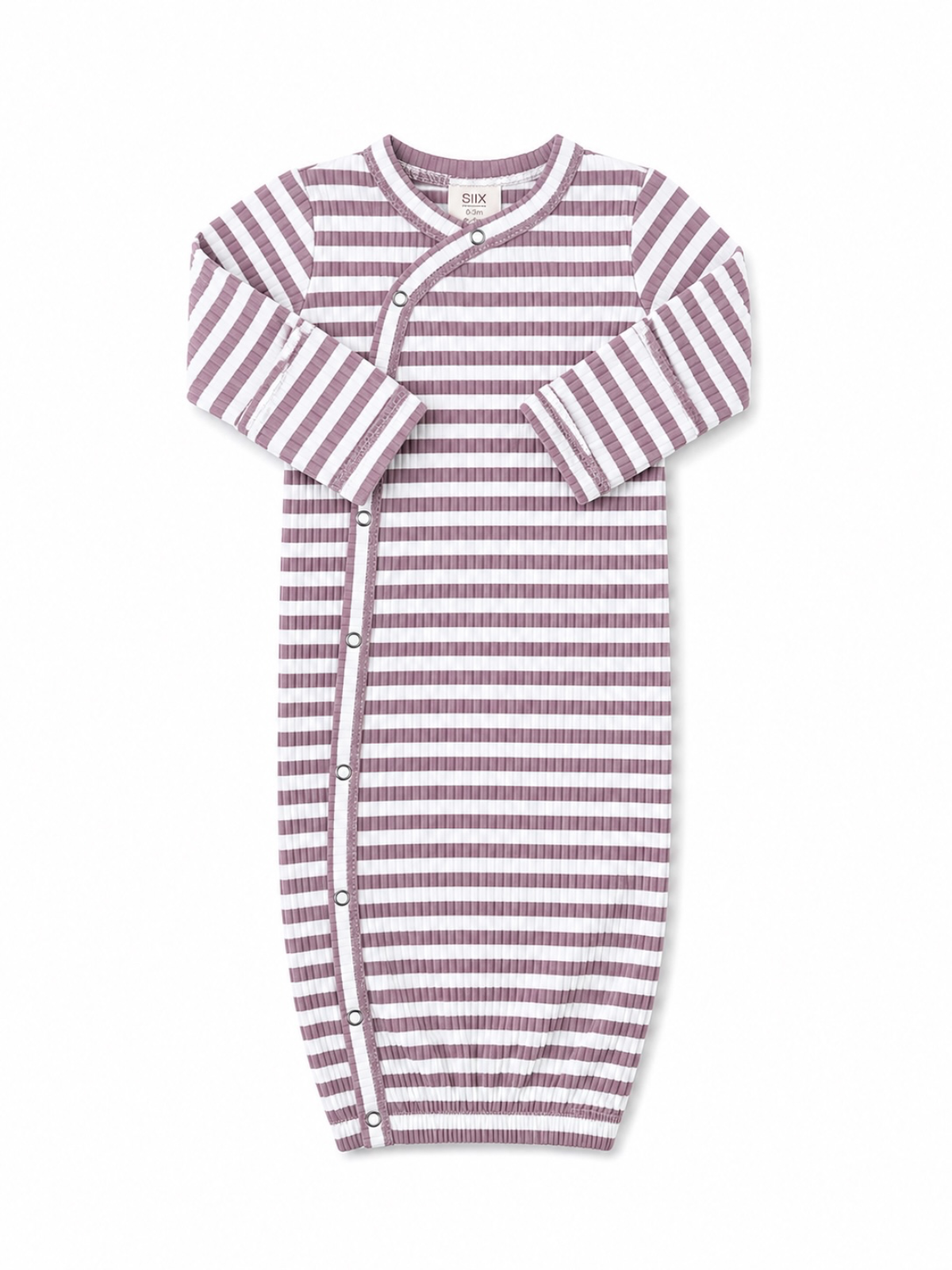 Violet Stripe Ribbed Gown