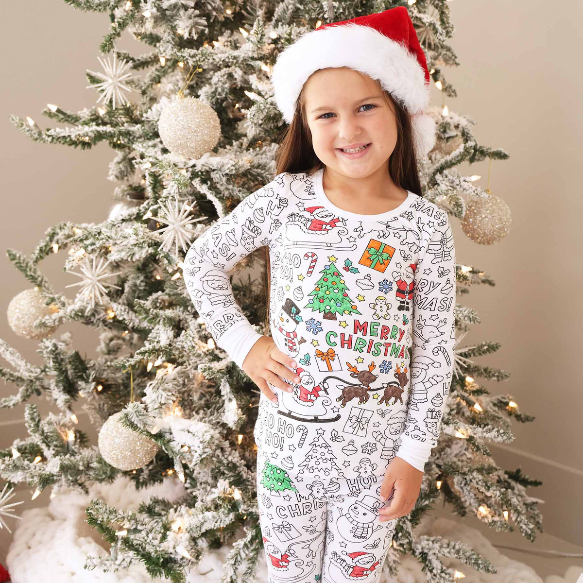 Colorable Two Piece Pajama Set | Christmas Morning