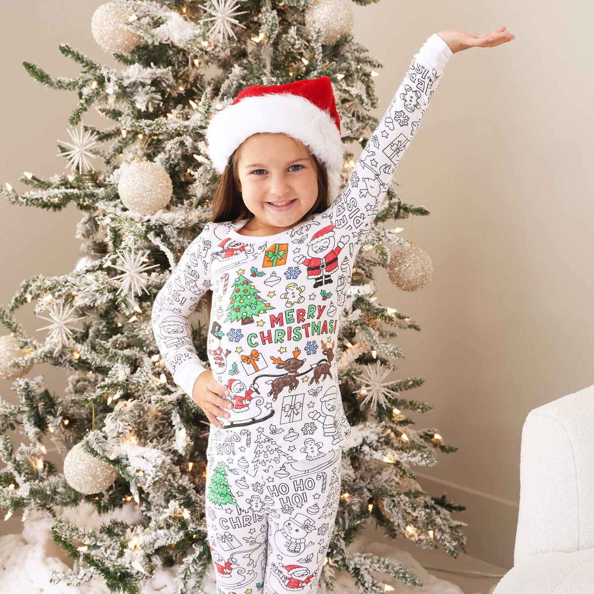 Colorable Two Piece Pajama Set | Christmas Morning
