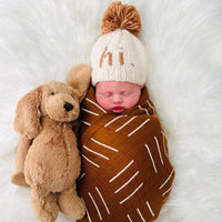 Hi. Pecan Hand Knit Beanie Hat