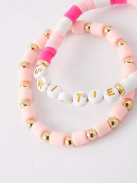 TS Seed Beads Bracelet Elastic Beaded Letter Set