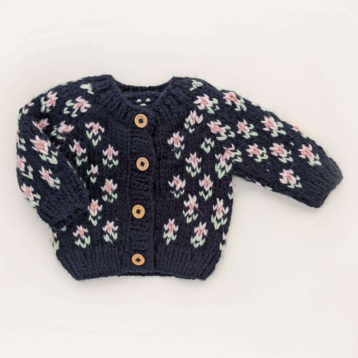 Bitty Blooms Indigo Cardigan Sweater
