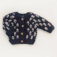 Bitty Blooms Indigo Cardigan Sweater