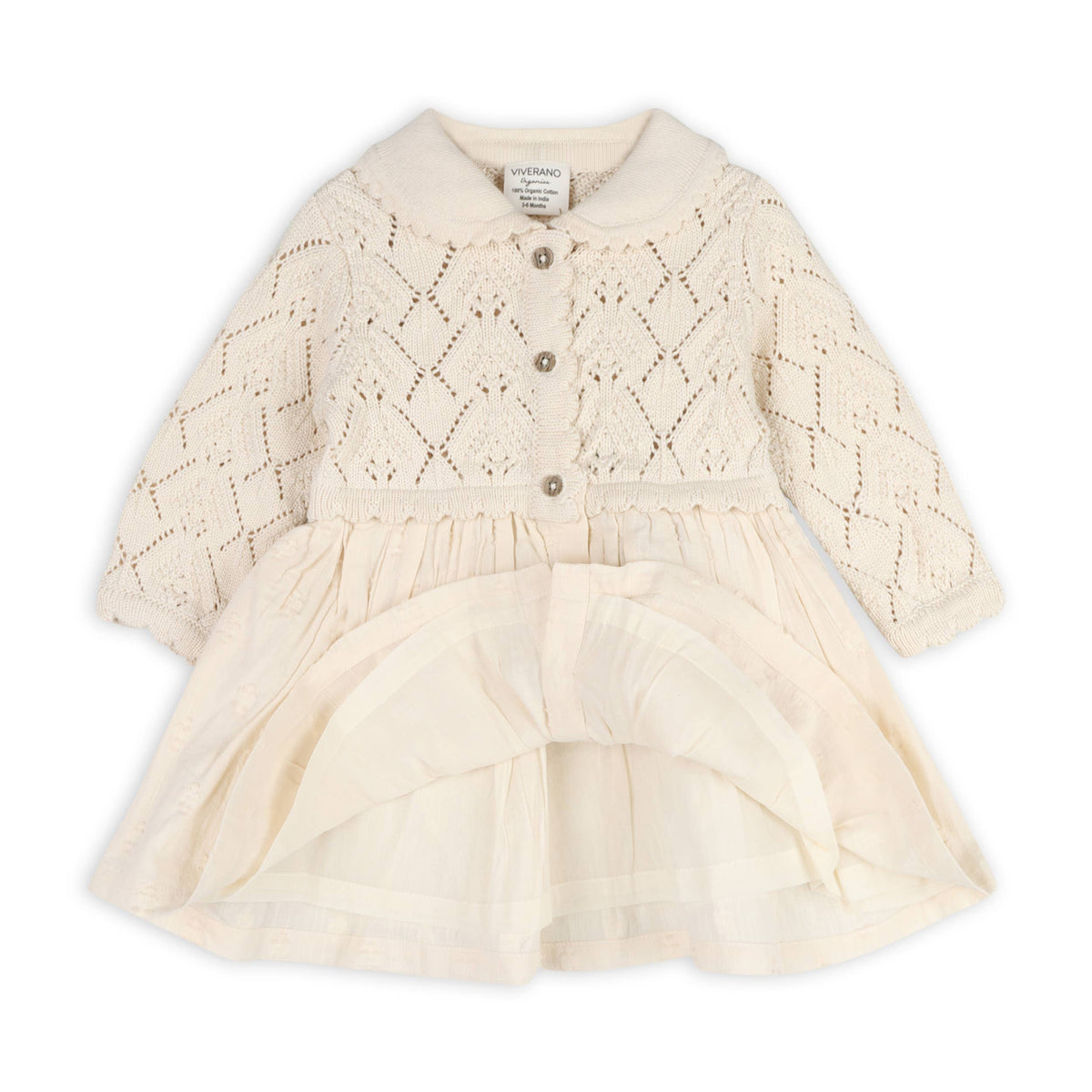 Phoebe Pointelle Knit Sweater Baby Dress (Organic Cotton)