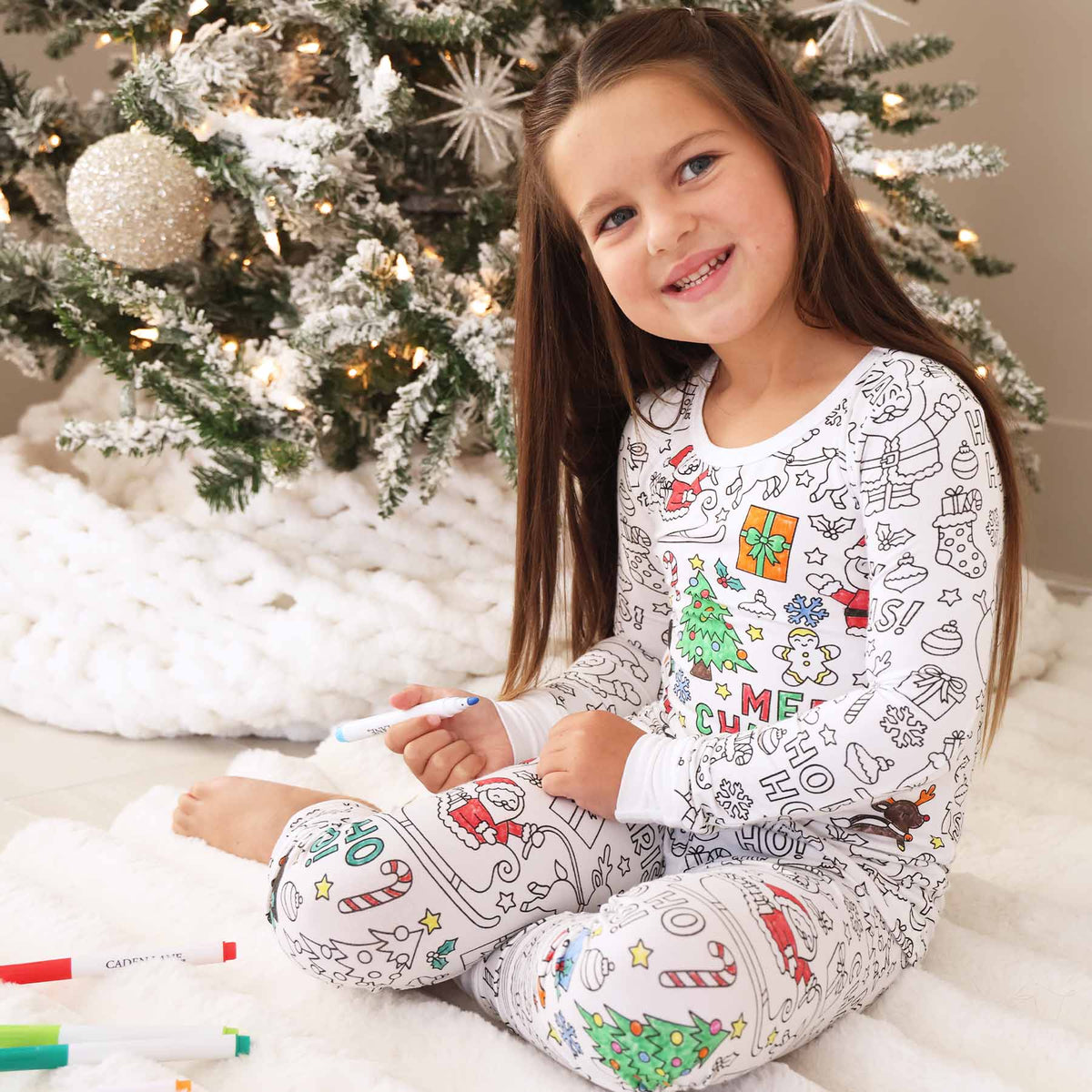 Colorable Two Piece Pajama Set | Christmas Morning