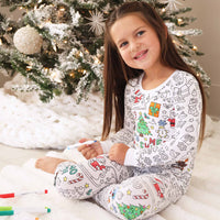 Colorable Two Piece Pajama Set | Christmas Morning