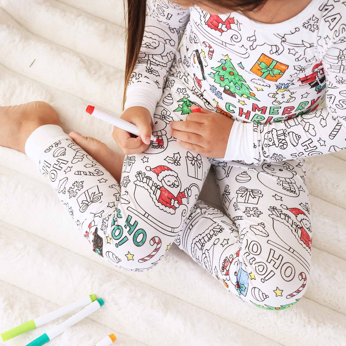 Colorable Two Piece Pajama Set | Christmas Morning