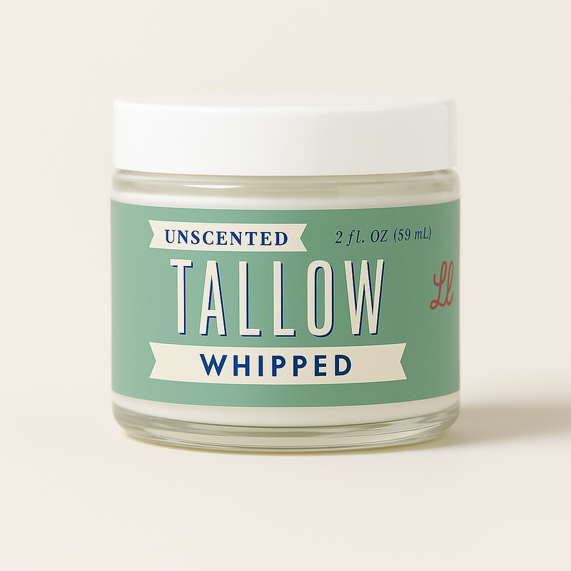 Unscented Whipped Tallow – All-Natural Moisturizer | Pure Beef Tallow Cream for Face & Body |Lady May Handmade, Preservative-Free Skincare
