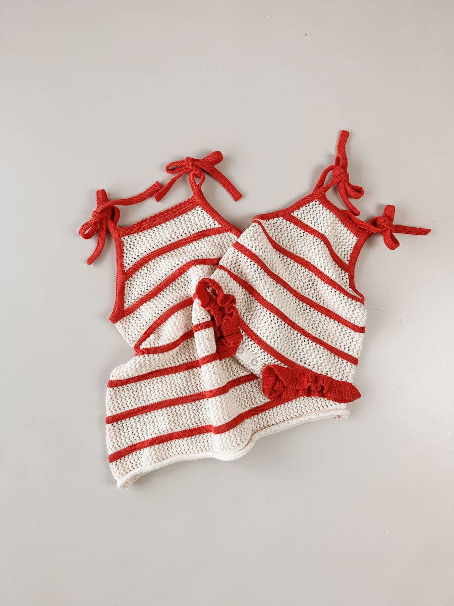 Crochet Knit Girls Tie Dress