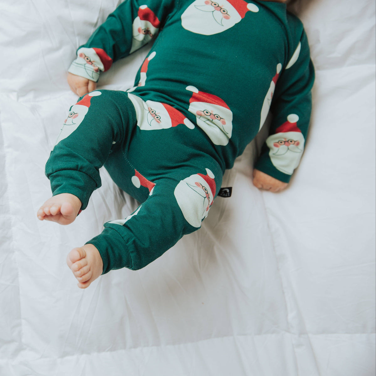 Peekabooty™ Rag Romper - Ho Ho Ho Green Check