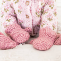 Garter Stitch Mittens - Rosy