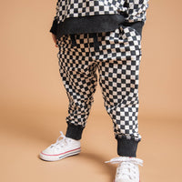 Black & White Mini Check Relaxed Fit Joggers