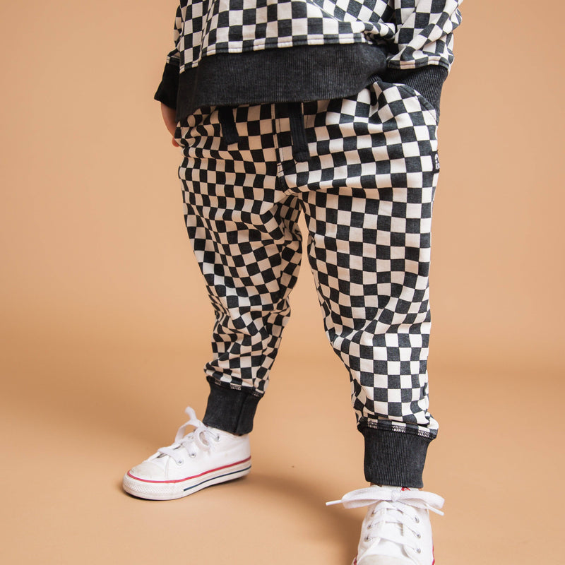 Black & White Mini Check Relaxed Fit Joggers