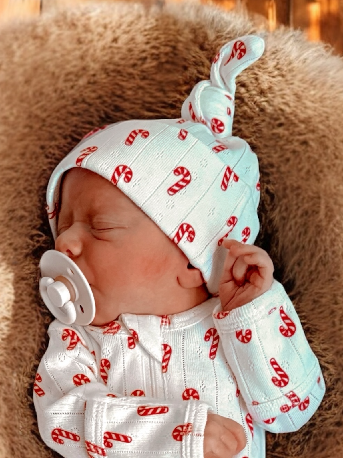 Candy Cane Organic Pointelle Beanie