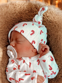 Candy Cane Organic Pointelle Beanie