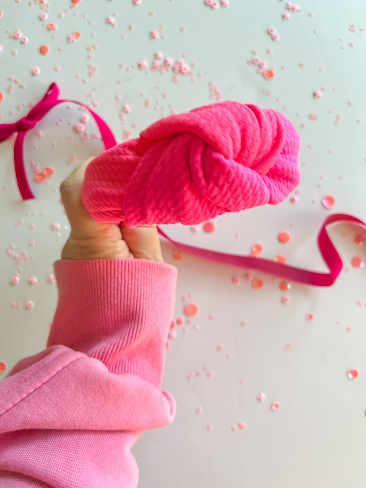 Colorblock- Bubblegum Pink & Hot Pink Knotted Headband