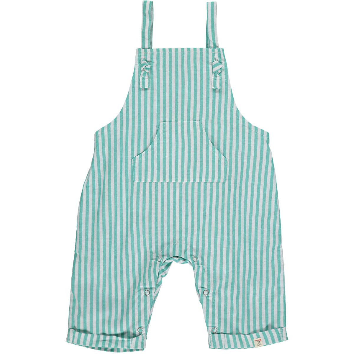 Ahoy Green and White Stripe Woven Overalls