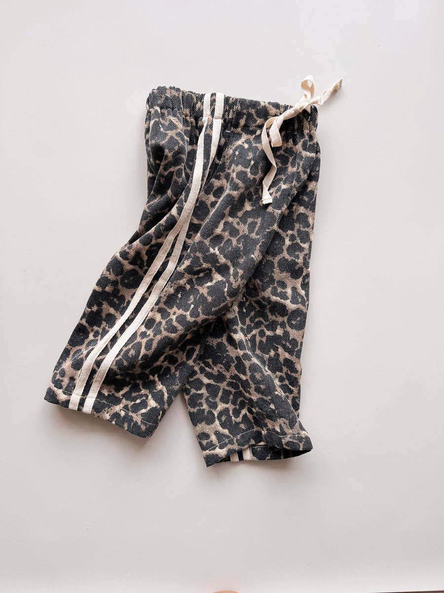 Little Cub Denim Track Pants | Leopard Racer