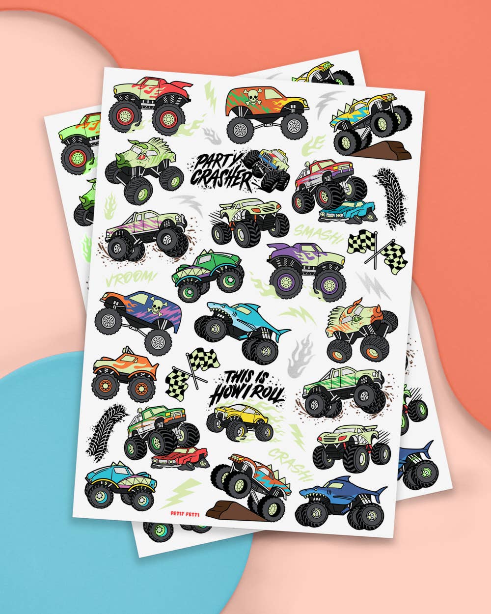 Monster Truck Glow In The Dark Temporary Tattoos