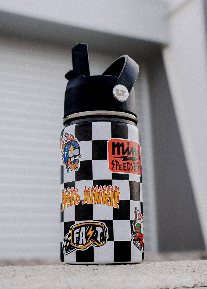 Checkered Sticker Slap Water Bottle