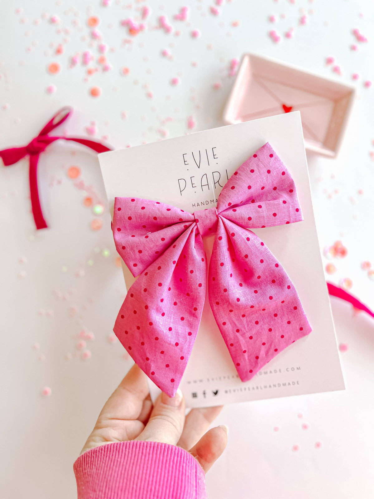 Pink Polka Dot Sailor Bow