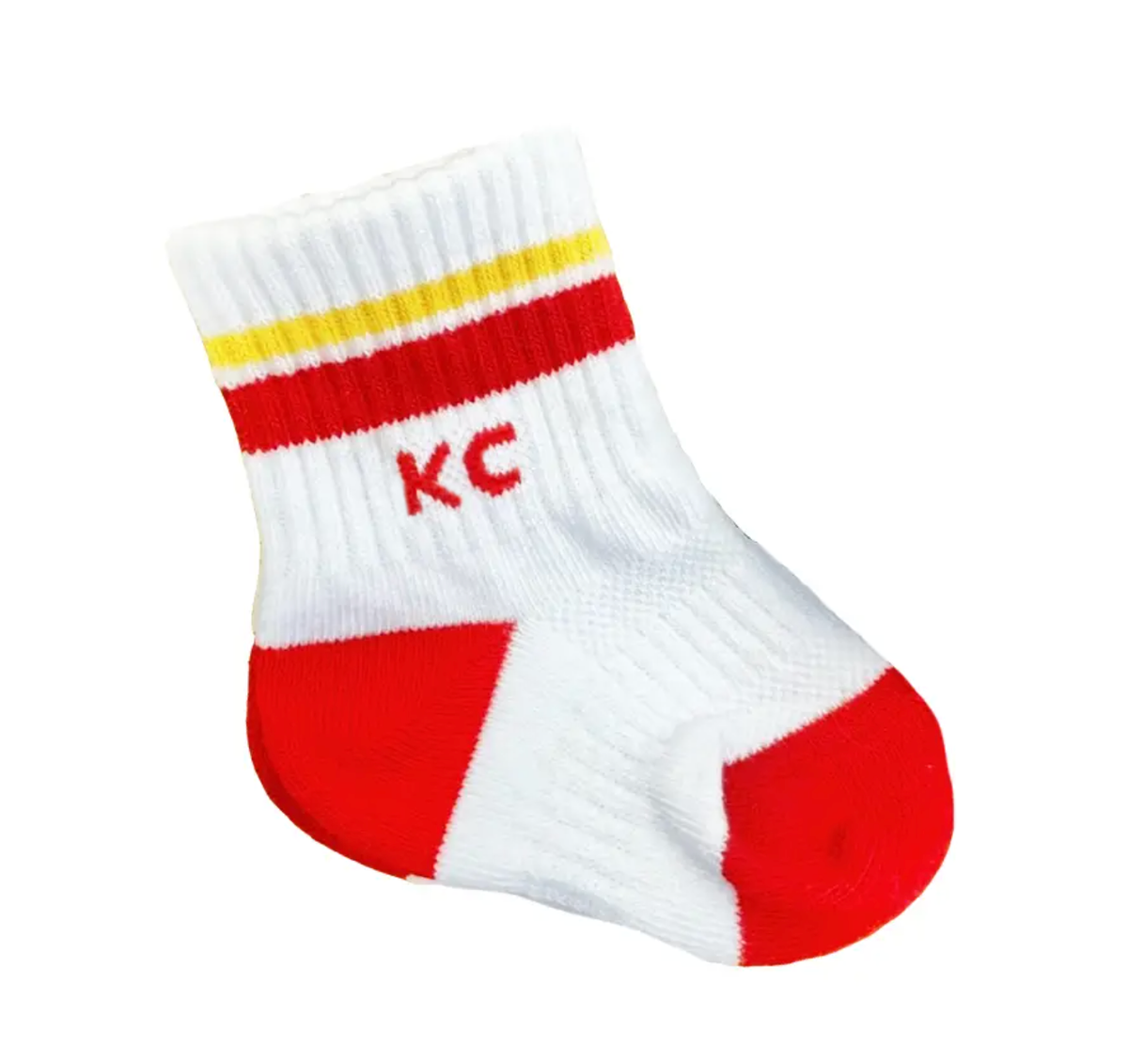 Baby Kansas City Crew Socks - White with Red & Yellow Strp