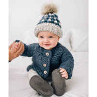 Slate Blue Garter Stitch Cardigan Sweater