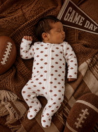 Football Organic Pointelle 2-Way Zip Footie
