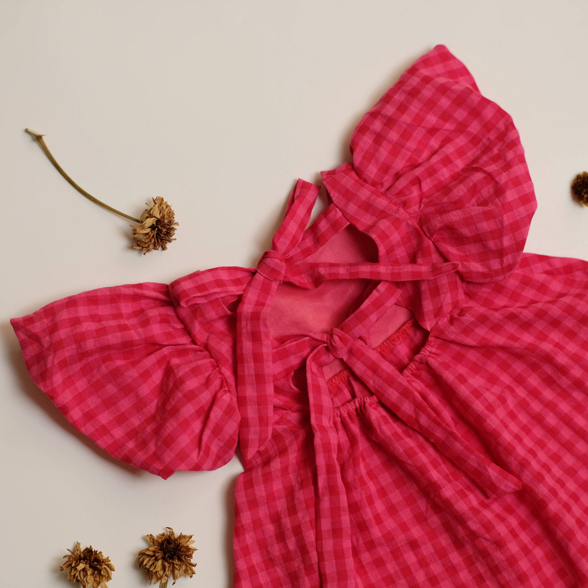 Gingham Pink Puffy Dress