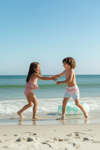 Flutter Tankini Set (soft pink ribbed)