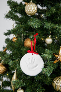 Baby Christmas Handprint or Footprint Clay Keepsake Ornament