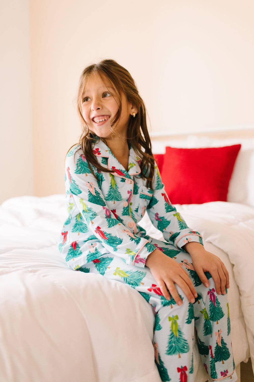 2 piece Button Up Pj Set In Trim The Tree