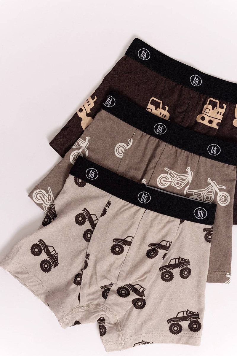 Bamboo Boxers (3 Pack) | Dirt Bike, Bulldozer & Monster Truck