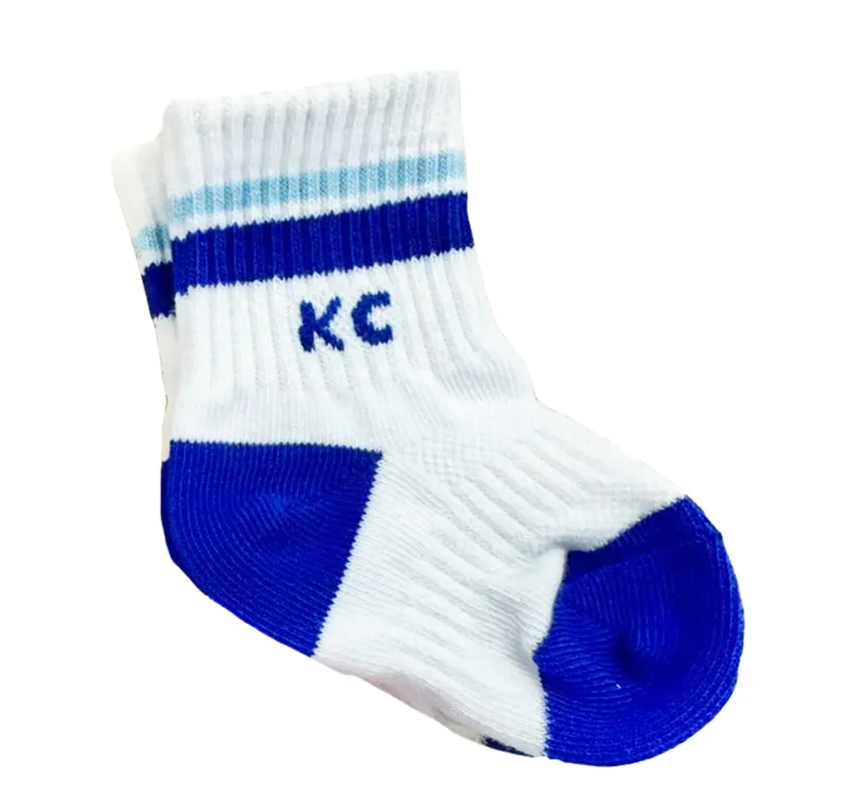 Baby Kansas City Crew Socks - White with Blue Stripes