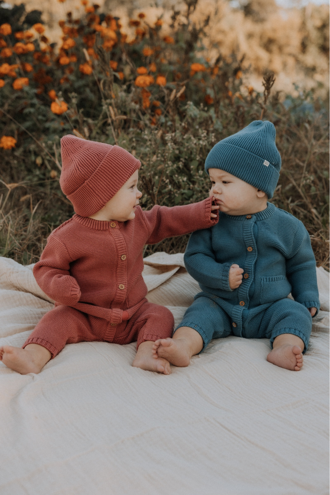 Penelope Garter Stitch Romper in Rosewood