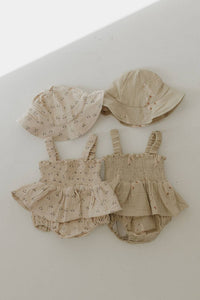 Sleeveless Muslin Romper & Hat | Flora