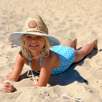Little Straw Lifeguard Hat (Blue Monstera)